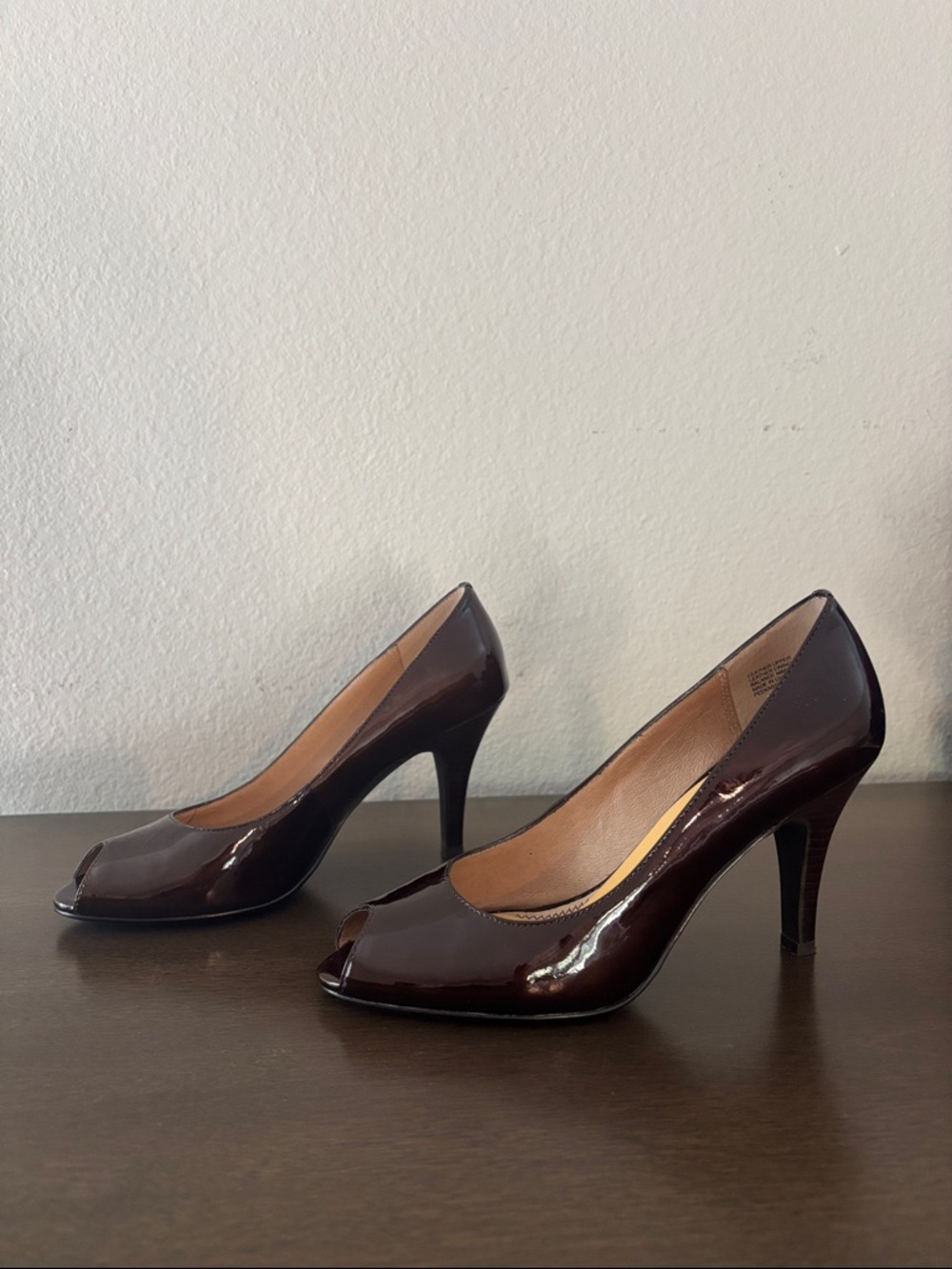 Nordstrom Burgundy Patent Peep-Toe High Heels